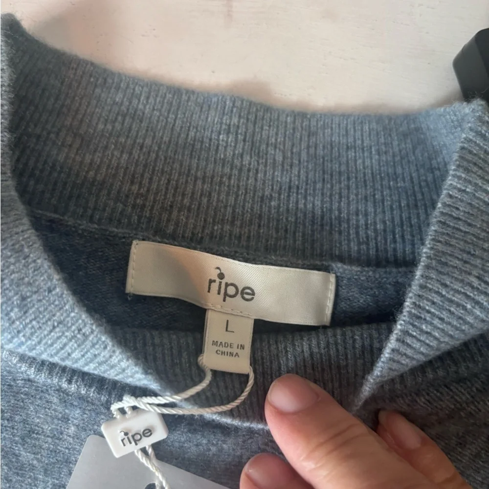 Ripe Desi Crossover Maternity Nursing Sweater in Blue Marle Size Large